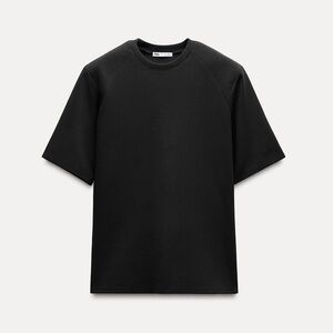 NWT Zara Black Shoulder Pad Buckle T-Shirt
